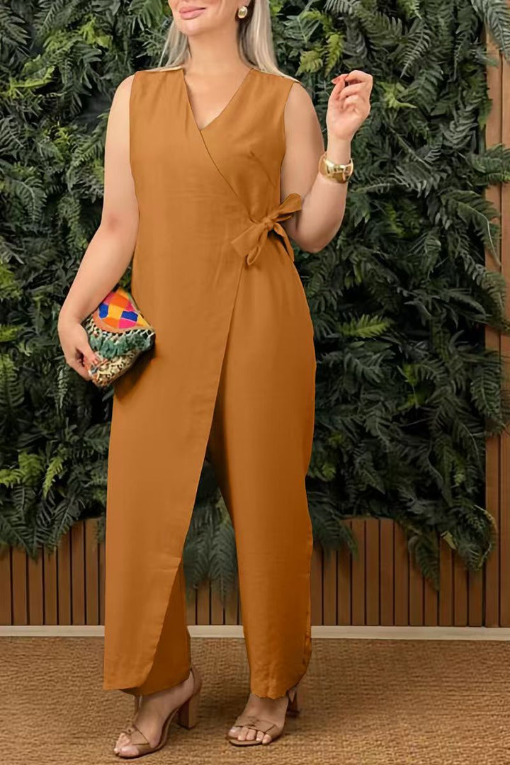 Joan – Wrap Front Sleeveless Jumpsuit