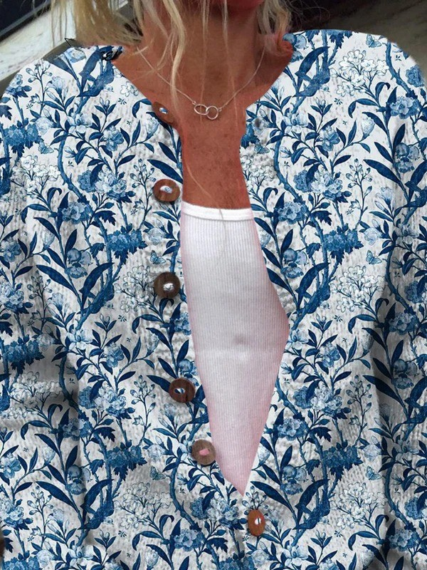 Vita – Floral Print Button-Front Cardigan