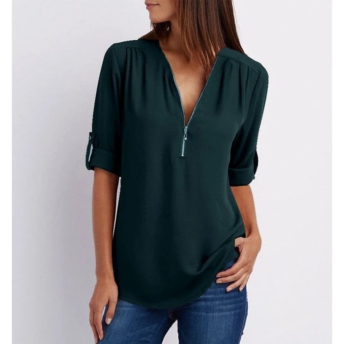 Henley | Chic Zip Blouse