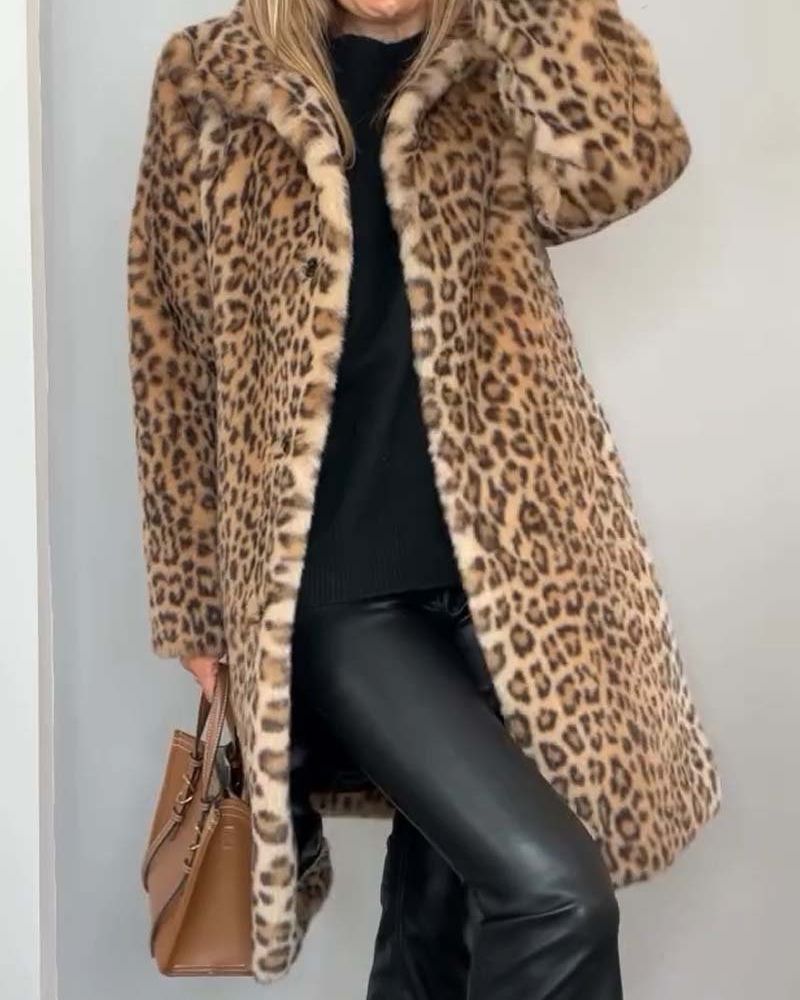 Perpetua – Faux Fur Leopard Print Coat