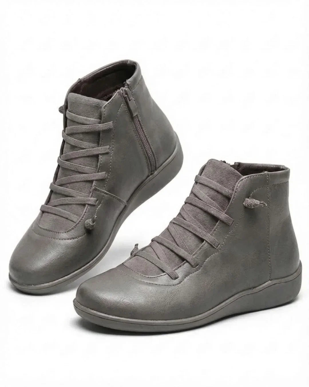Mavis – Lace-Up Ankle Boots with Side Zip