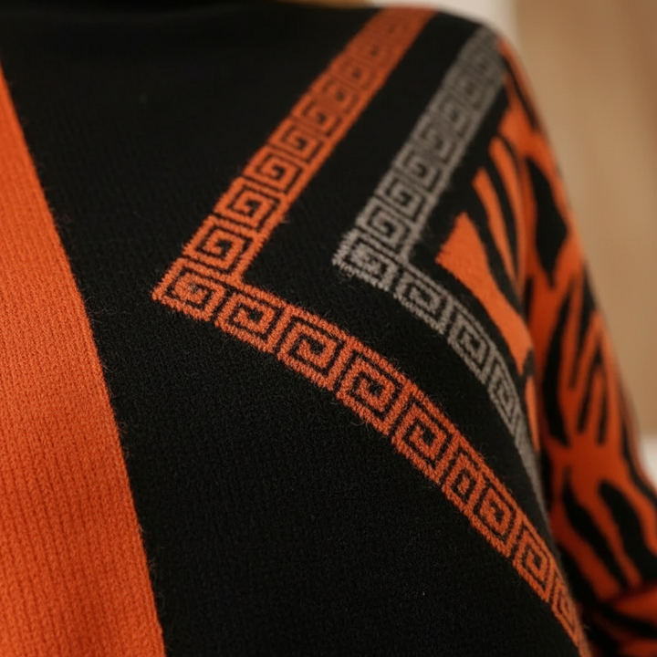 Rhiannon – Turtleneck Jumper with Graphic Detail