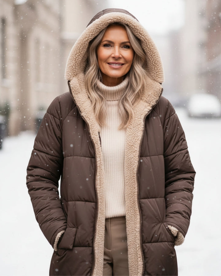 Bethan – Quilted Sherpa-Lined Long Coat