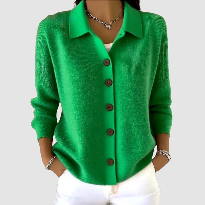 Lettice – Button-Up Knit Cardigan with Collar