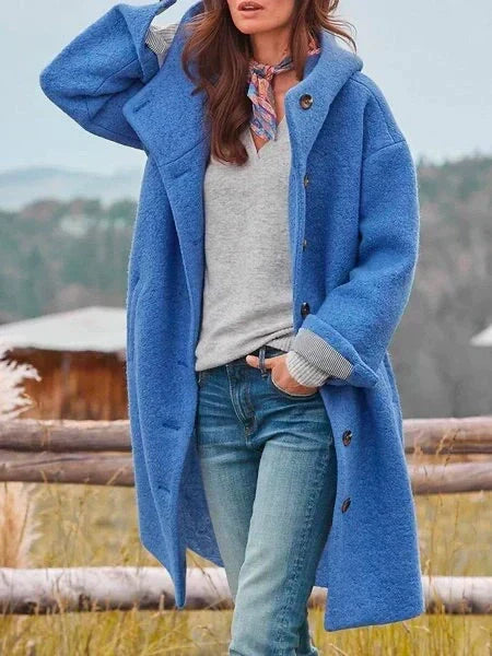 Polly – Hooded Button-Front Longline Coat