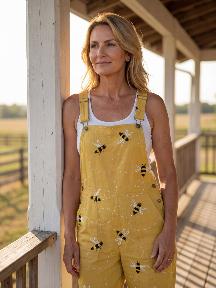 Jordan | Honeybee-Print Dungarees