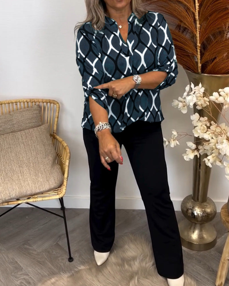 Vanda | Casual Blouse with Long Sleeves and Elegant Pattern