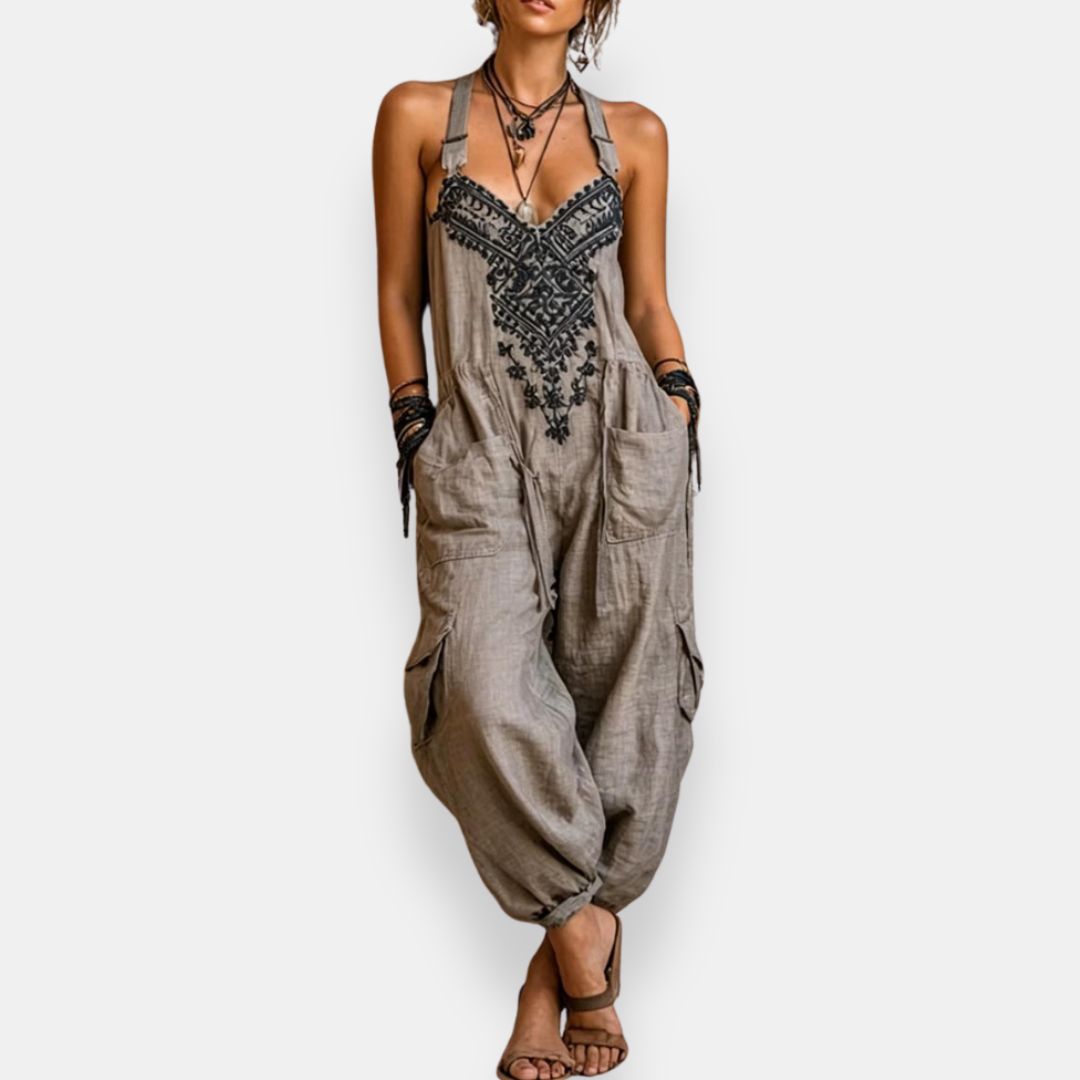 Rhiannon – Boho Embroidered Relaxed Jumpsuit