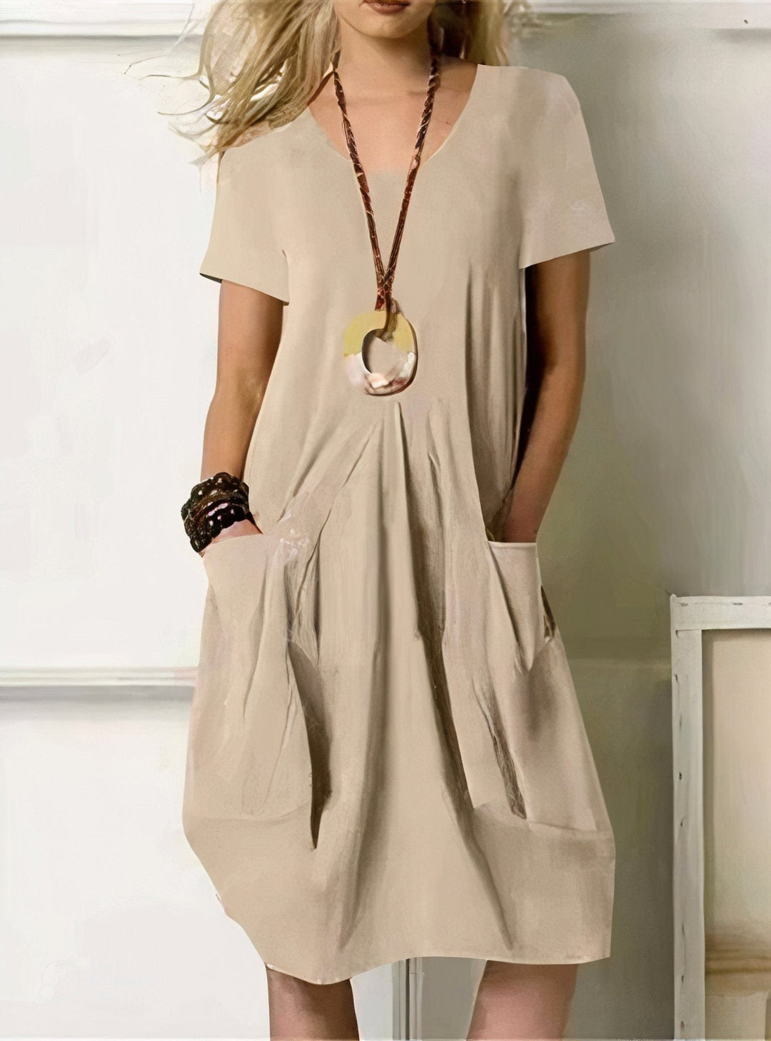Dorothea – Relaxed Casual Midi Dress with Pockets