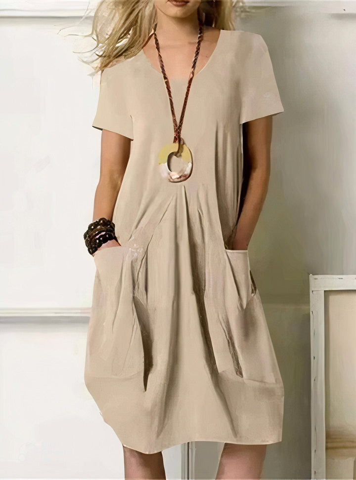 Dorothea – Relaxed Casual Midi Dress with Pockets