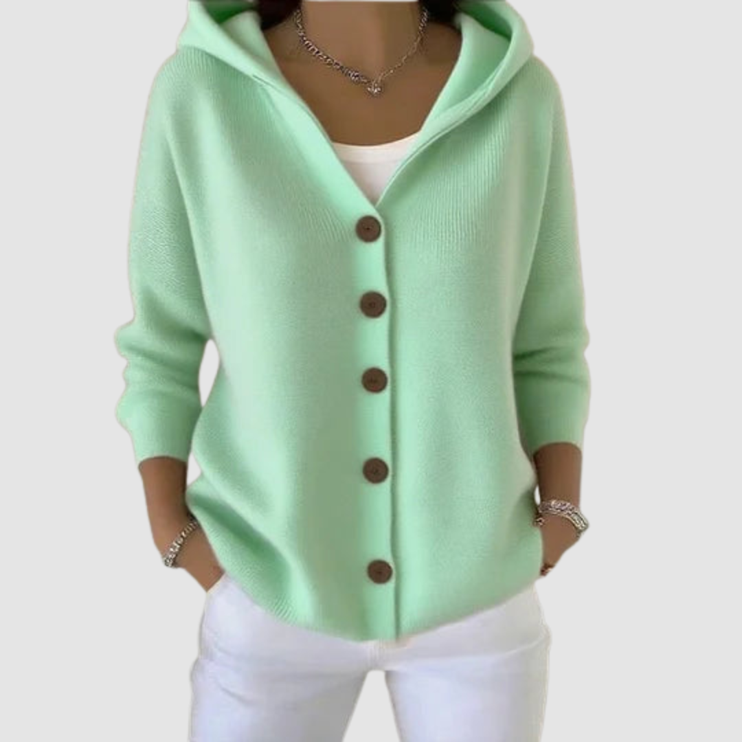 Maryam – Hooded Button-Up Knit Cardigan