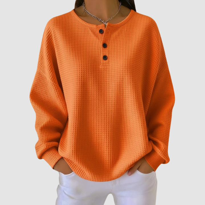 Jessie – Waffle Knit Henley Top