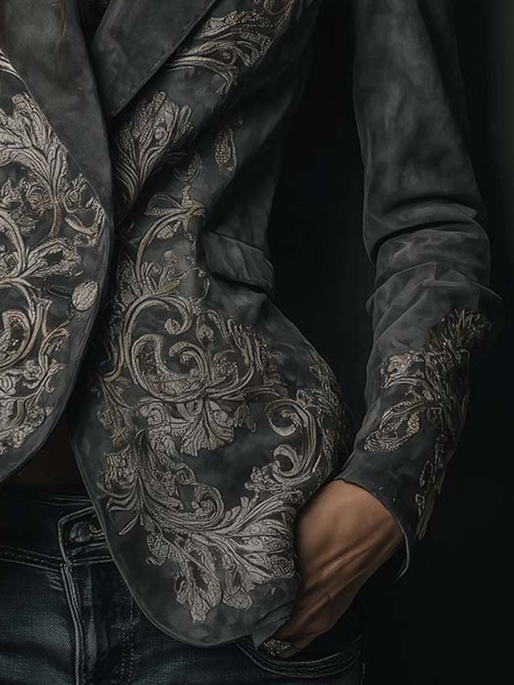 Irene – Embossed Floral Tailored Blazer