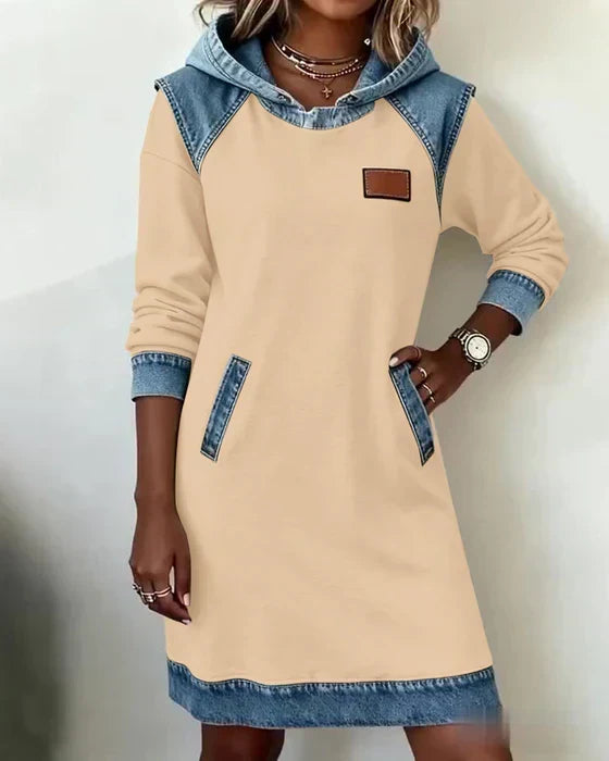 Alexa | Cosy Contrast Hooded Dress