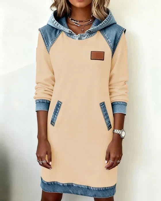 Alexa | Cosy Contrast Hooded Dress