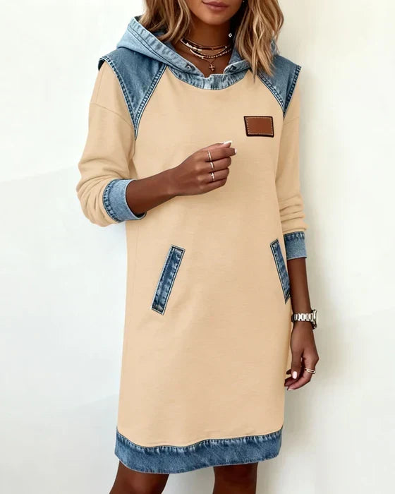 Alexa | Cosy Contrast Hooded Dress
