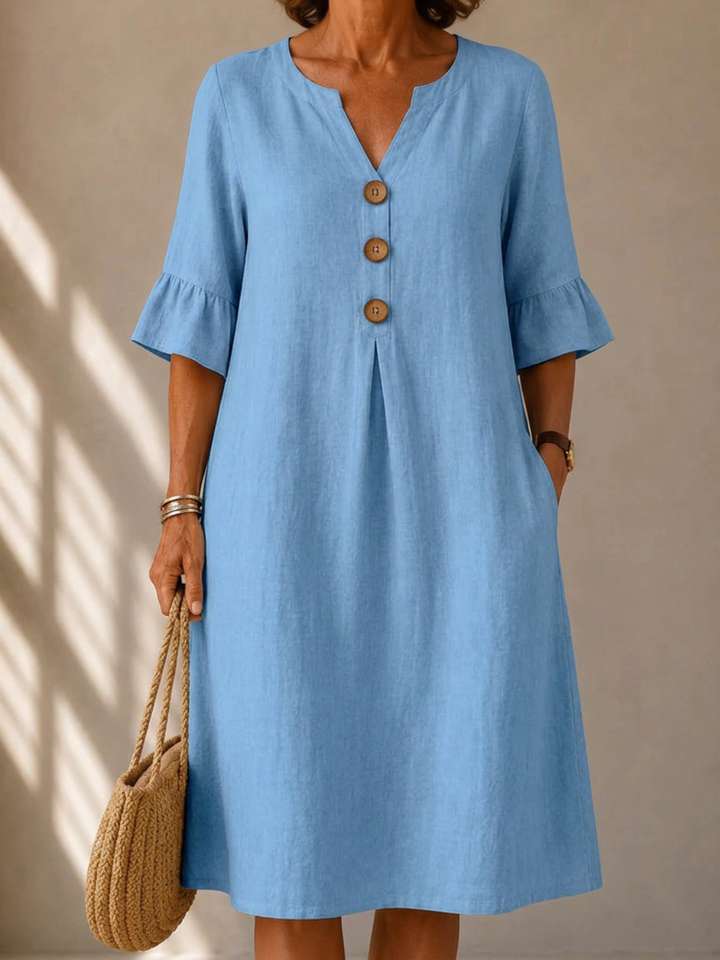 Janet – Relaxed Button-Front Midi Dress