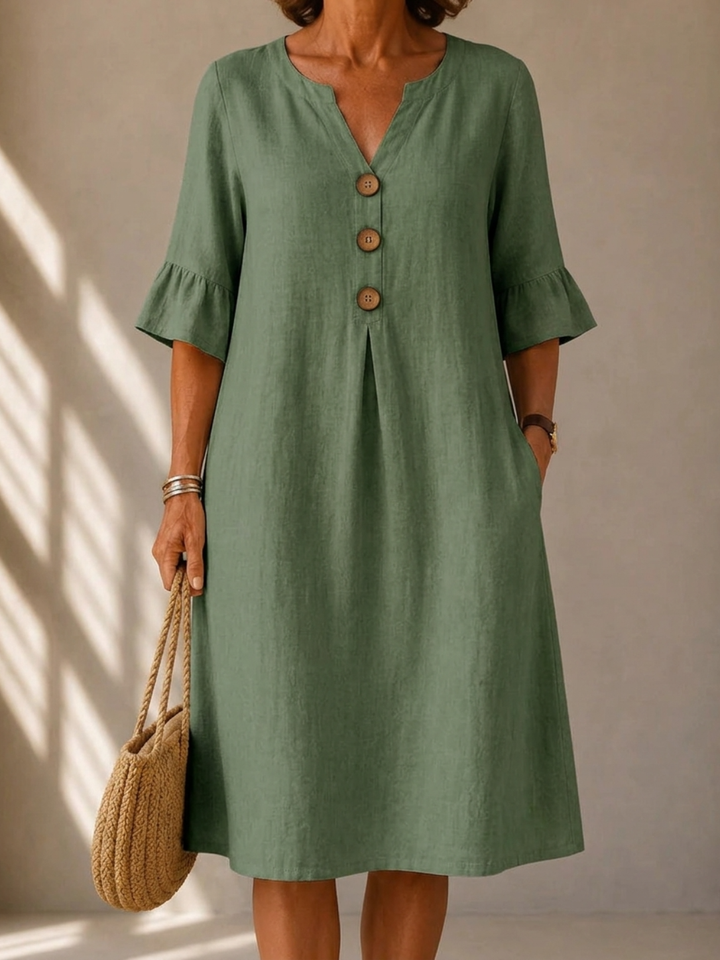 Janet – Relaxed Button-Front Midi Dress