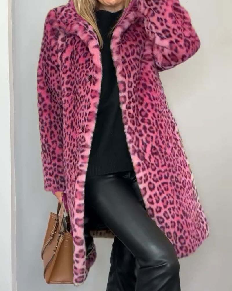 Perpetua – Faux Fur Leopard Print Coat