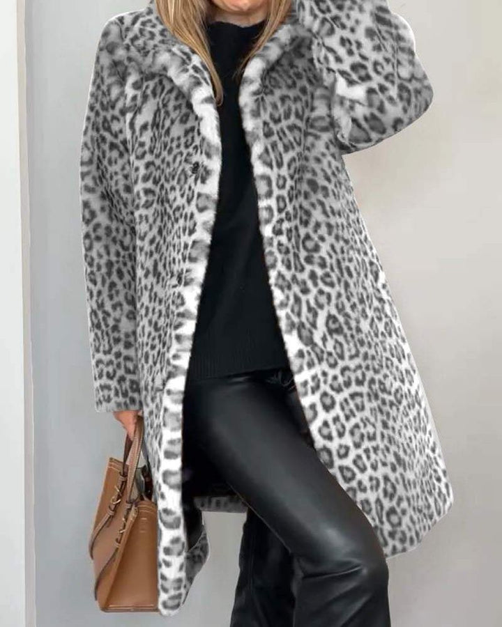 Perpetua – Faux Fur Leopard Print Coat