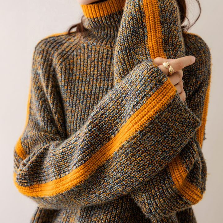 Marlene – Turtleneck Contrast Trim Knit Jumper