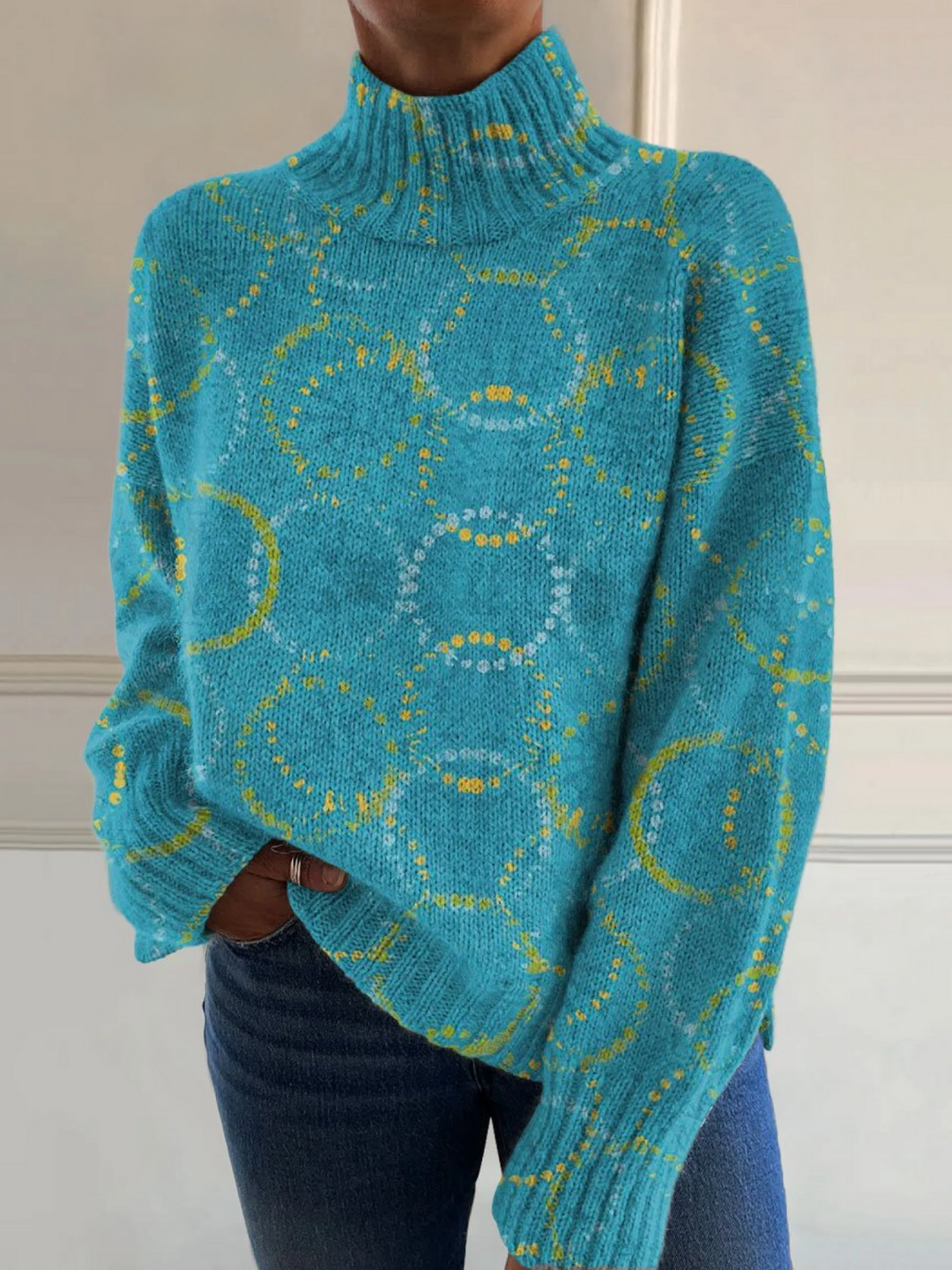 Millicent – Circle Print Turtleneck Jumper