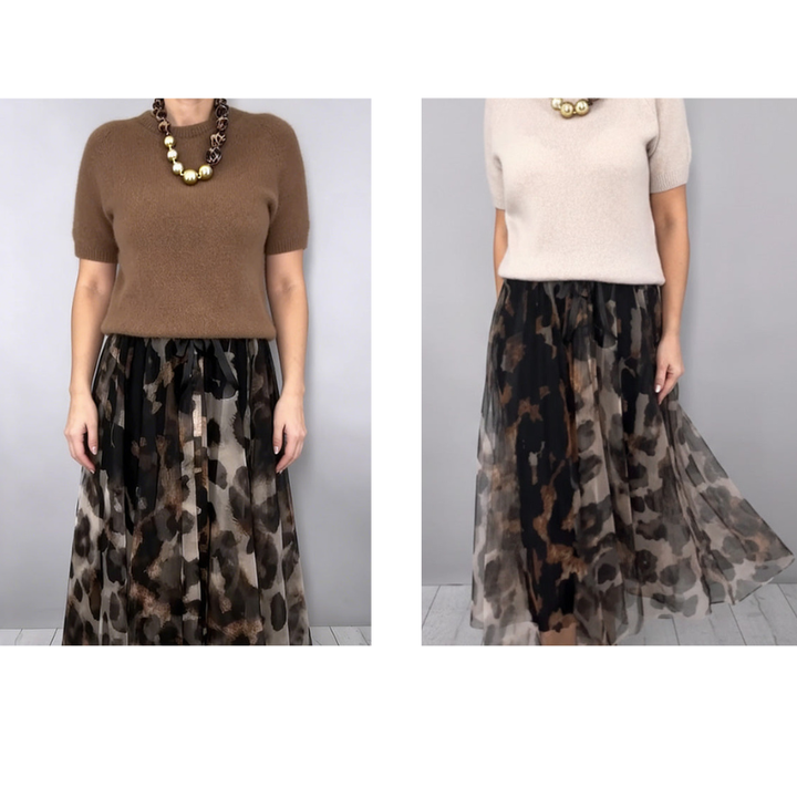 Precious | Leopard Flowy Skirt and Jumper Set