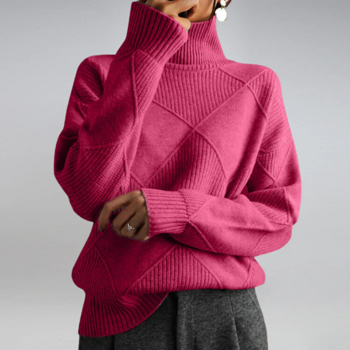 Josie – Geometric Knit Turtleneck Jumper