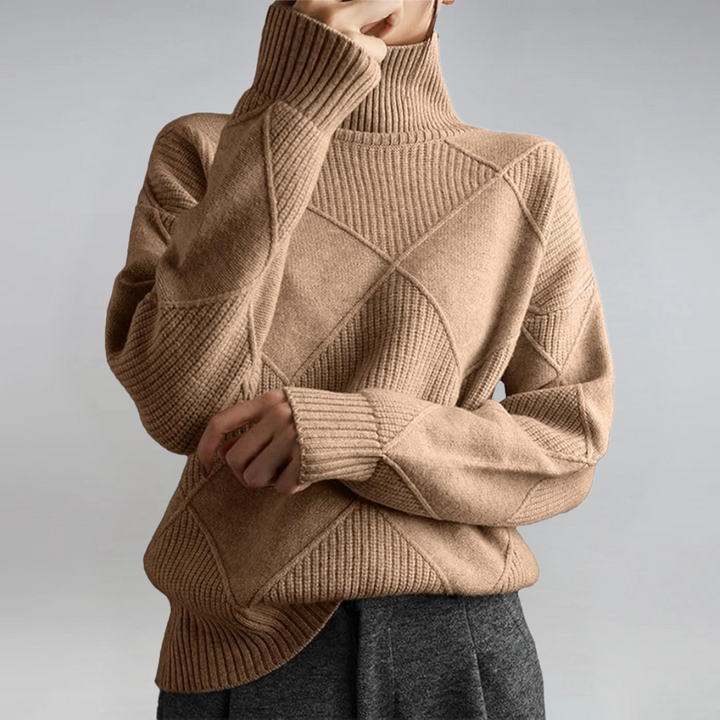 Josie – Geometric Knit Turtleneck Jumper
