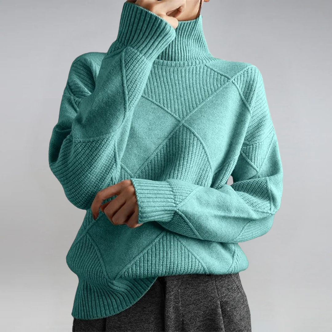 Josie – Geometric Knit Turtleneck Jumper