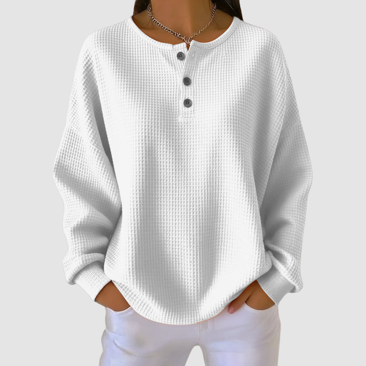 Jessie – Waffle Knit Henley Top