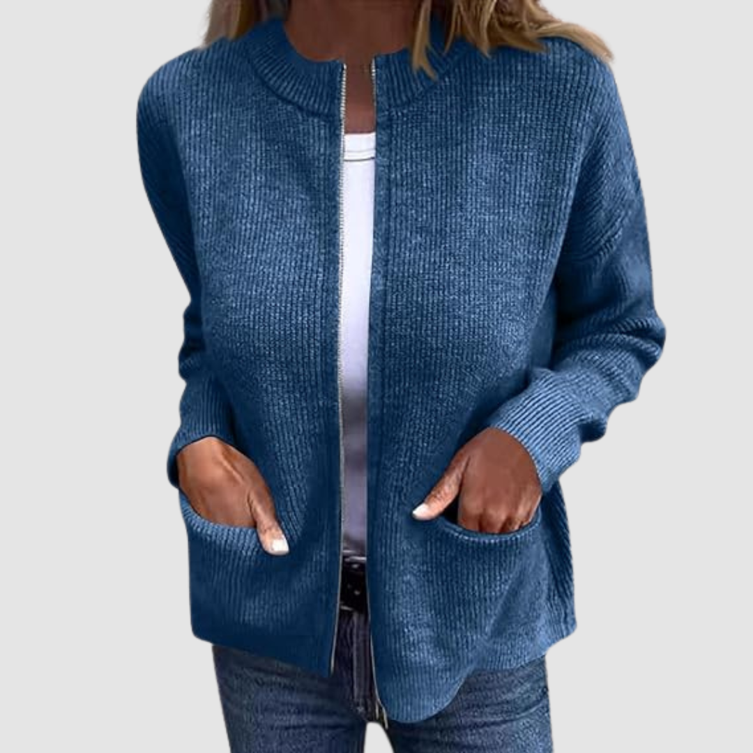 Sonia – Elegant Knit Zip-Up Cardigan