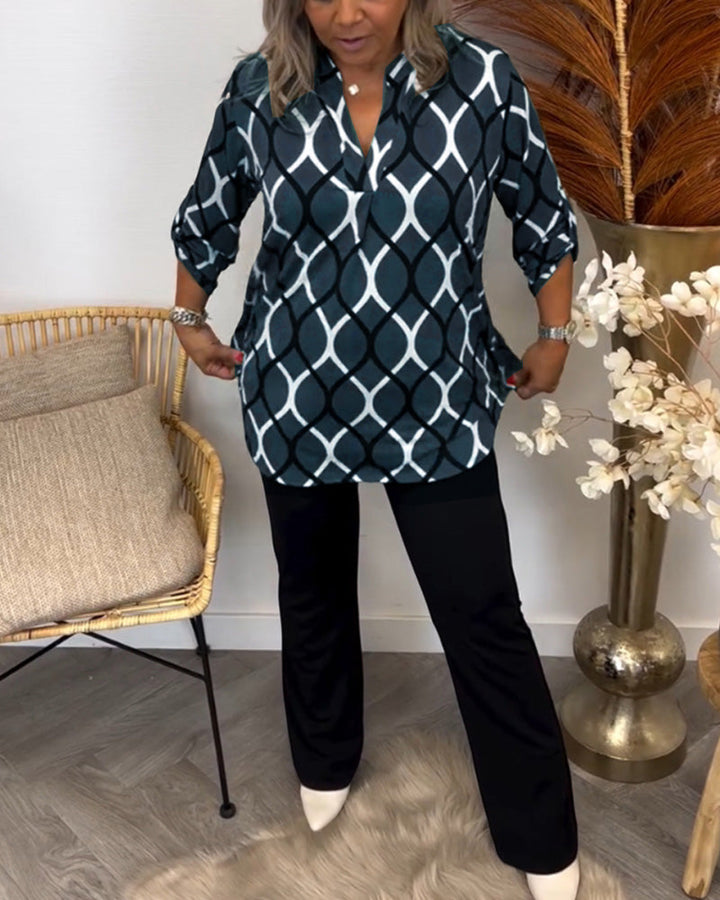 Vanda | Casual Blouse with Long Sleeves and Elegant Pattern
