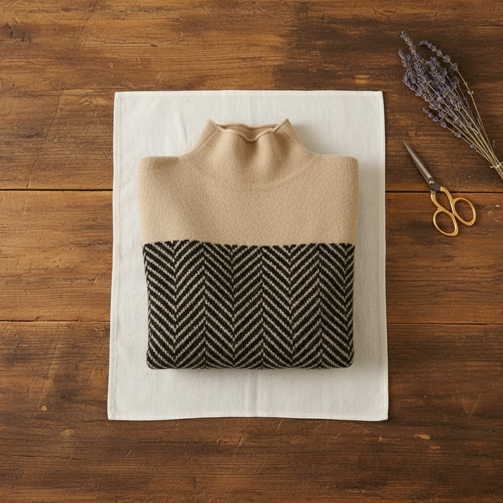 Honora – Turtleneck Herringbone Knit Jumper