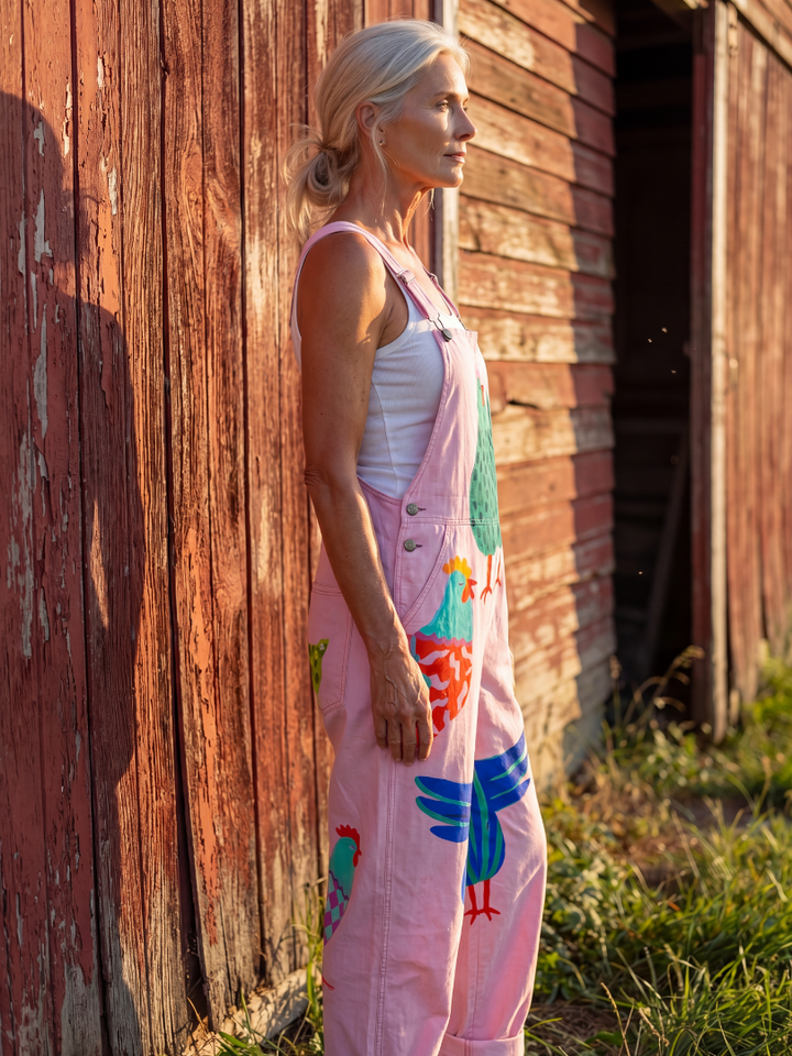Danna | Hen-Print Dungarees