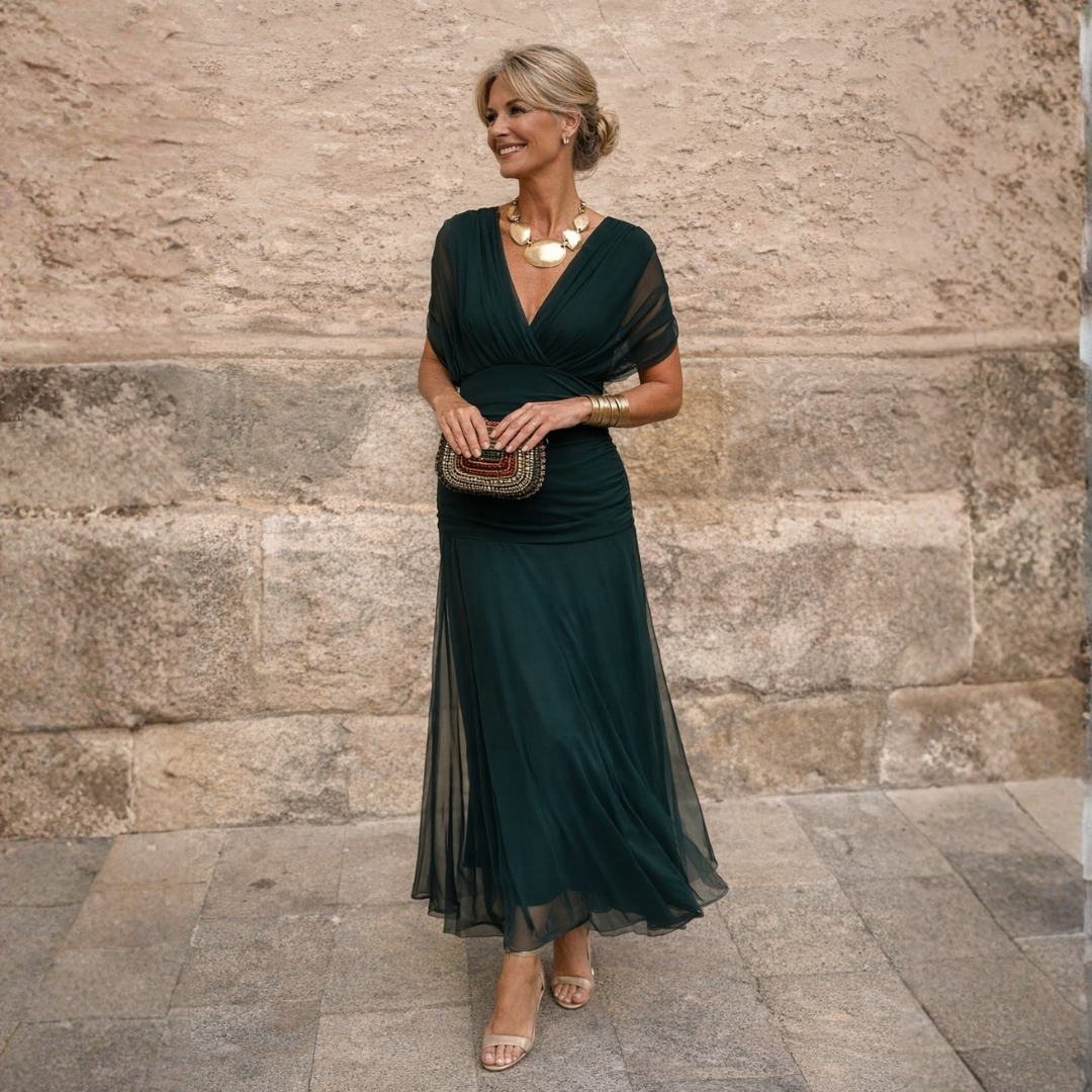 Christine – Draped Chiffon Maxi Dress