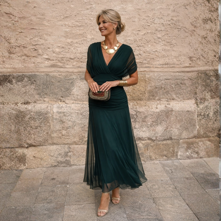 Christine – Draped Chiffon Maxi Dress