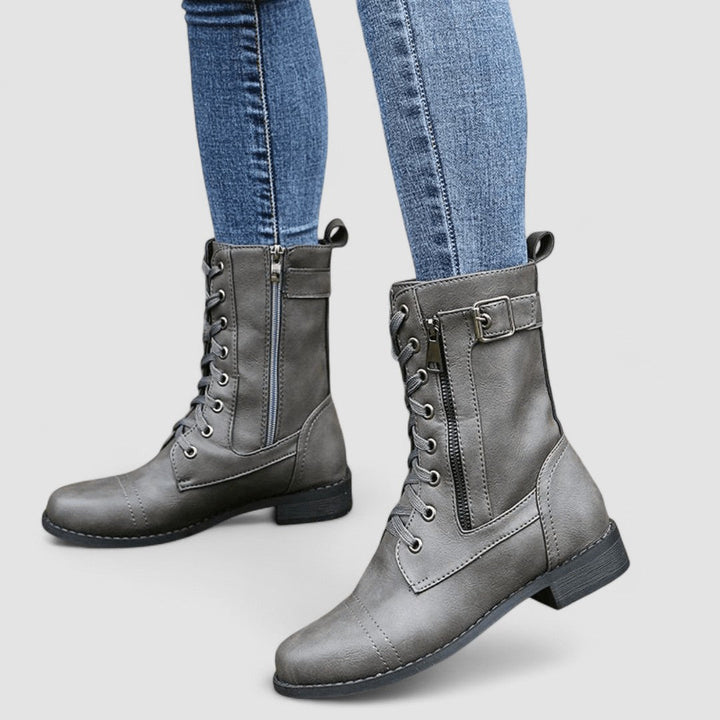 Glenda – Lace-Up Combat Ankle Boots