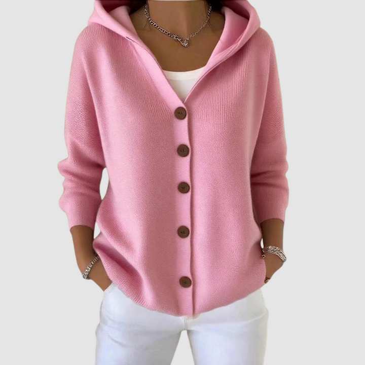 Maryam – Hooded Button-Up Knit Cardigan