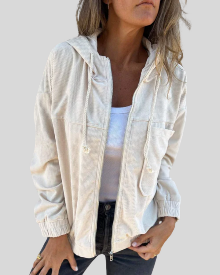 Janet – Corduroy Zip-Up Hooded Jacket