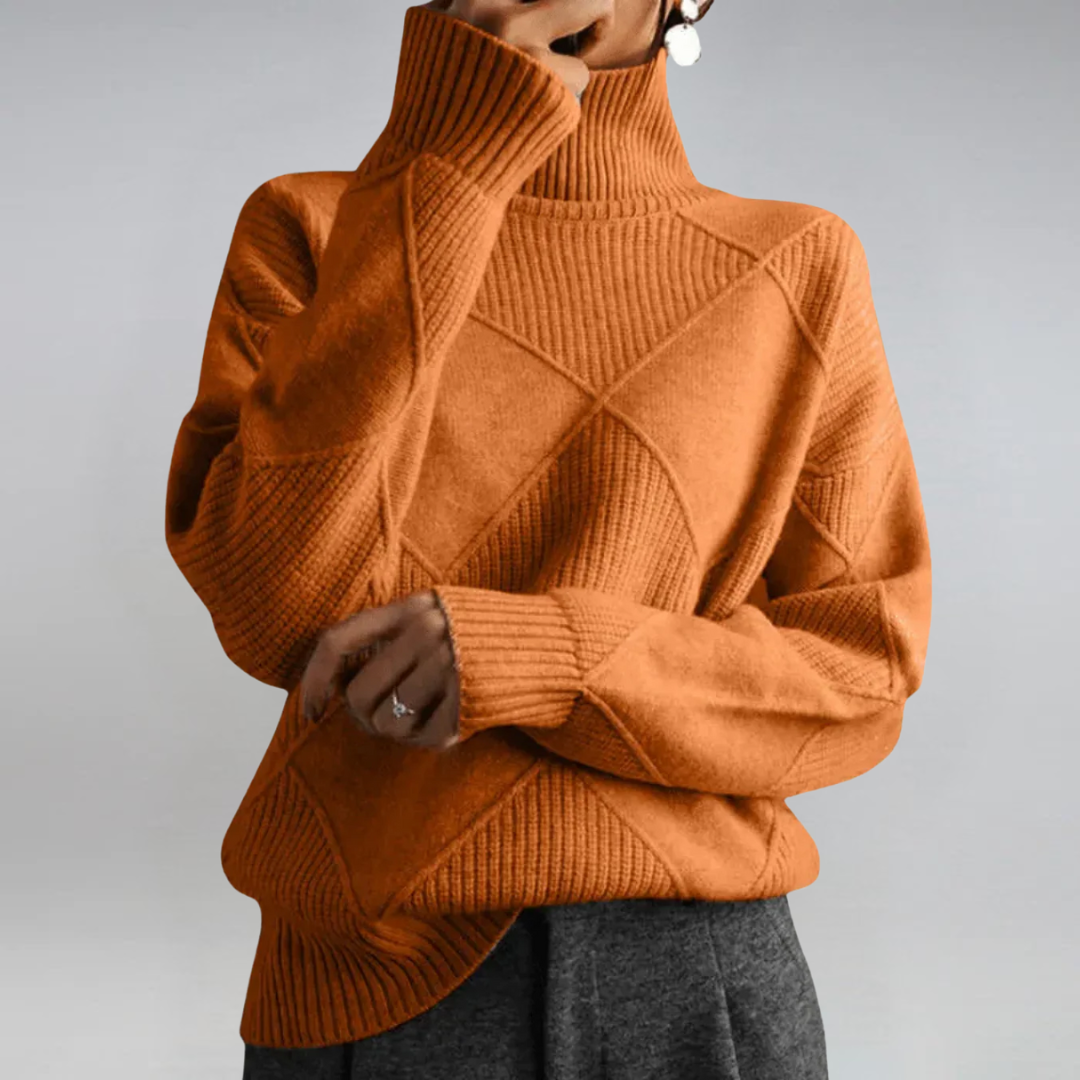 Josie – Geometric Knit Turtleneck Jumper
