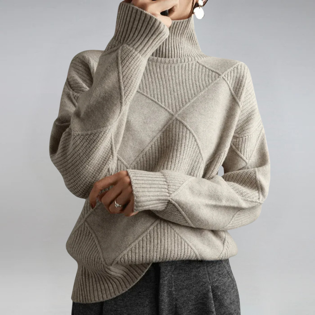 Josie – Geometric Knit Turtleneck Jumper