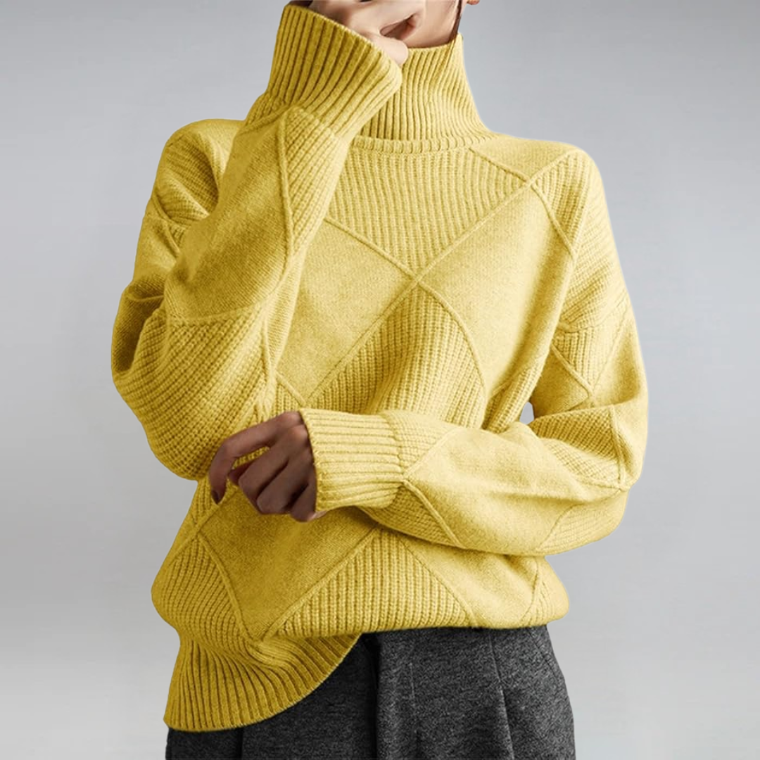 Josie – Geometric Knit Turtleneck Jumper
