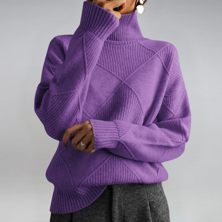 Josie – Geometric Knit Turtleneck Jumper