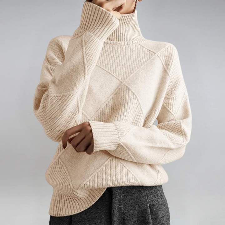 Josie – Geometric Knit Turtleneck Jumper