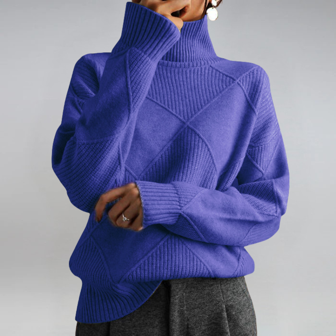 Josie – Geometric Knit Turtleneck Jumper