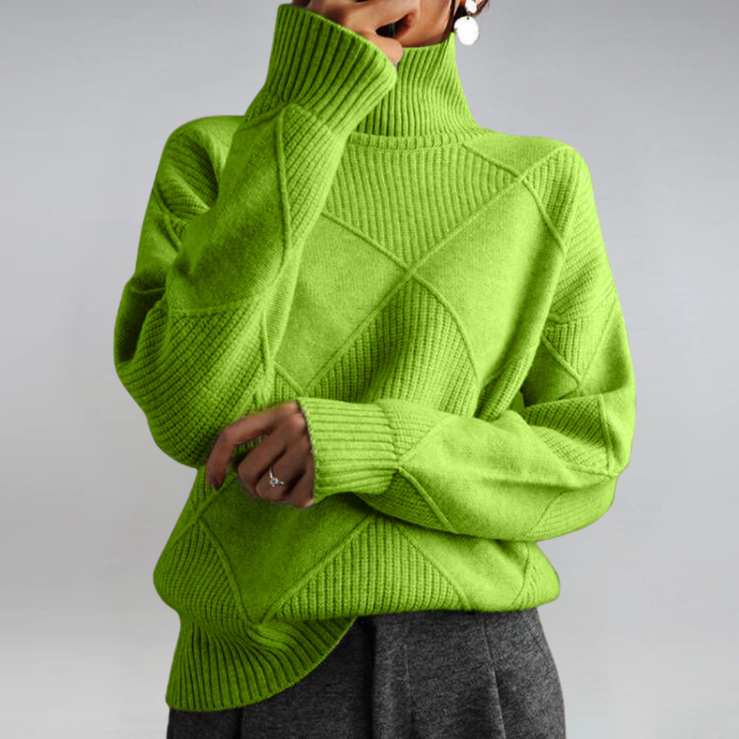 Josie – Geometric Knit Turtleneck Jumper