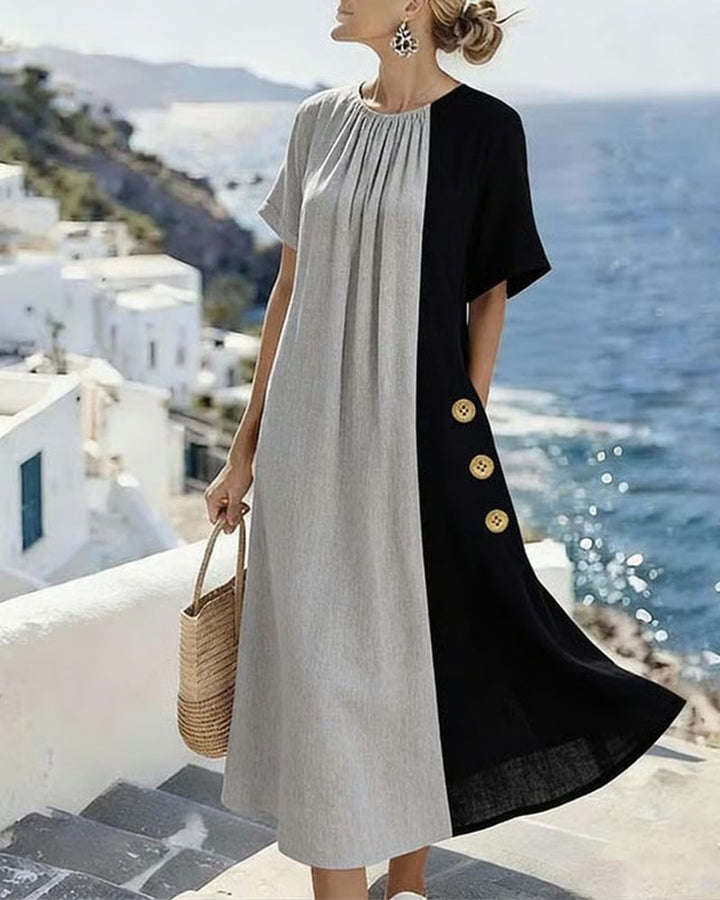 Blodwen – Contrast Panel Midi Dress