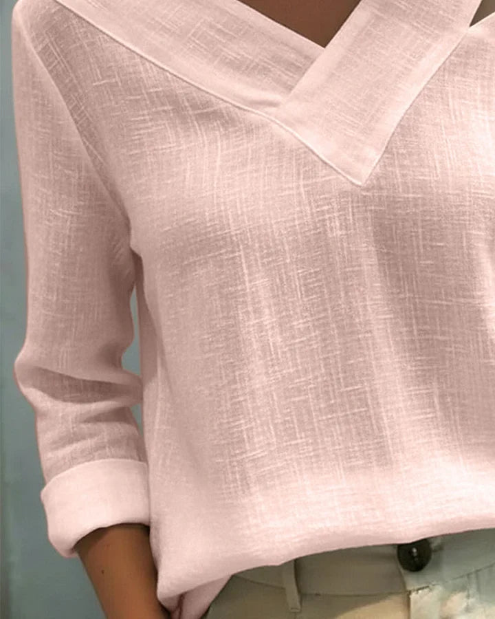 Vera – Off-Shoulder V-Neck Linen-Look Top