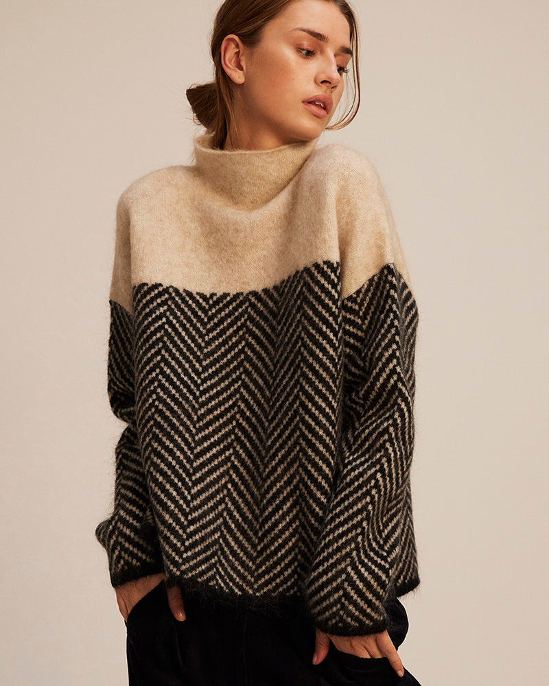 Blanche – Herringbone Turtleneck Jumper